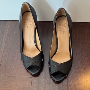 Naturalizer Black Peep-Toe Heels